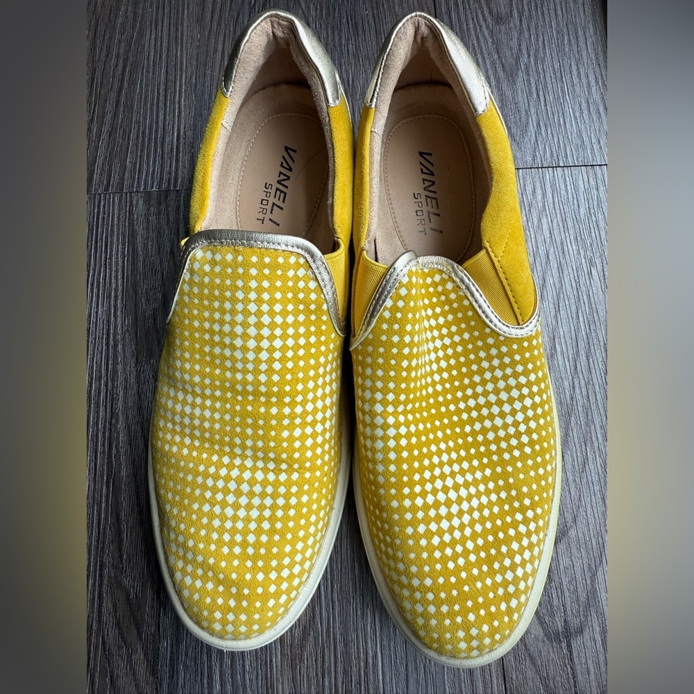 Vaneli Yellow Dotted Slip-On Shoes‎
